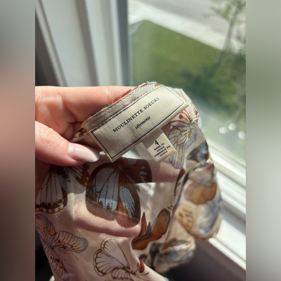 NWOT Moulinette Soeurs Anthropologie Silk Butterfly Blouse Flutter Sleeve Size 4 - Picture 7 of 9